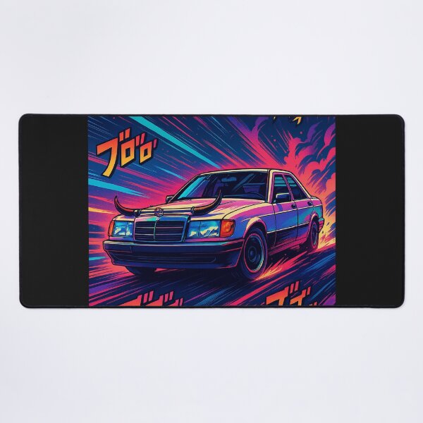 Item preview, Mercedes 190E in Anime Style – Retro Futuristic Art designed and sold by retro car.