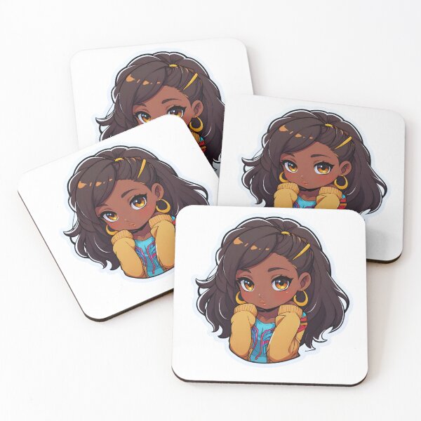 Aperçu de l'œuvre Fille chibi noire kawaii – Personnage d'anime mignon aux cheveux longs créée et vendue par OsasChild.
