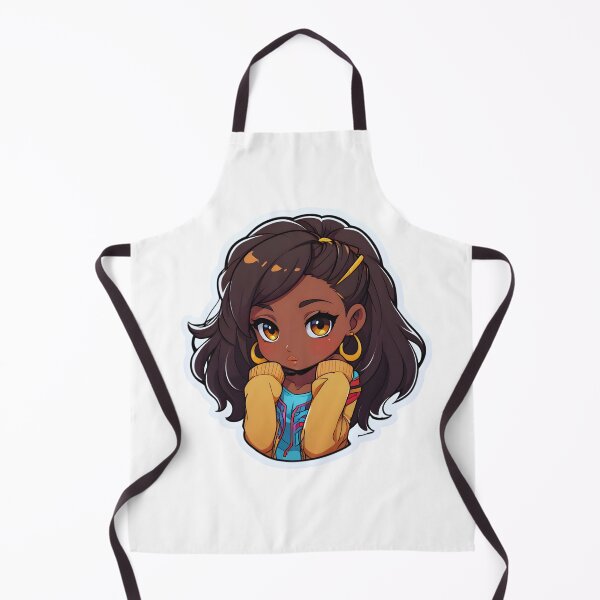 Aperçu de l'œuvre Fille chibi noire kawaii – Personnage d'anime mignon aux cheveux longs créée et vendue par OsasChild.