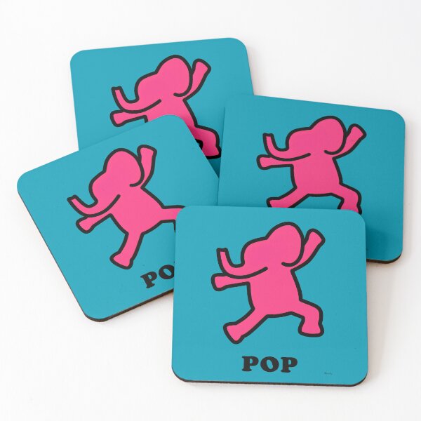 Item preview, Pop Art Pink Elephant – Dancing Teal Outline Design designed and sold by Moisky Art.