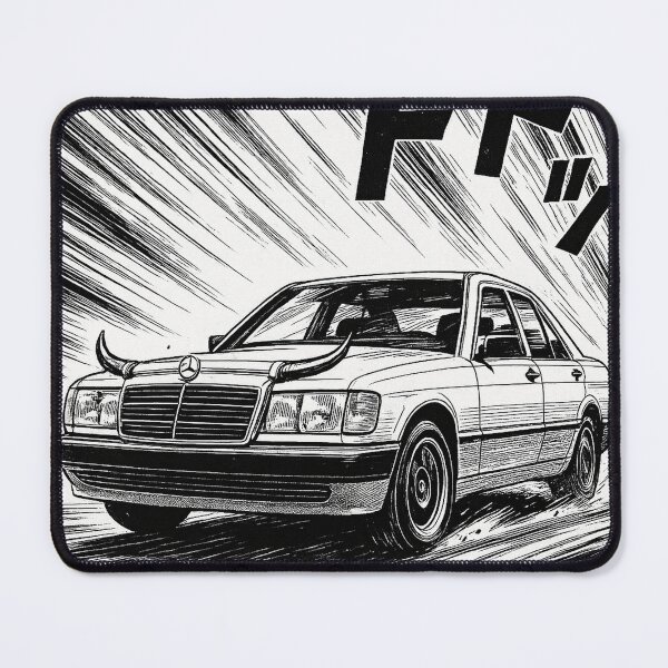Item preview, Mercedes 190E Manga Style – Retro Black and White Illustration designed and sold by retro car.