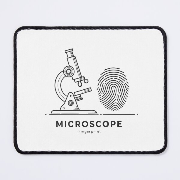 Item preview, Minimalist Forensic Design – Microscope and Fingerprint Line Art in Black & White designed and sold by VividOrganica.