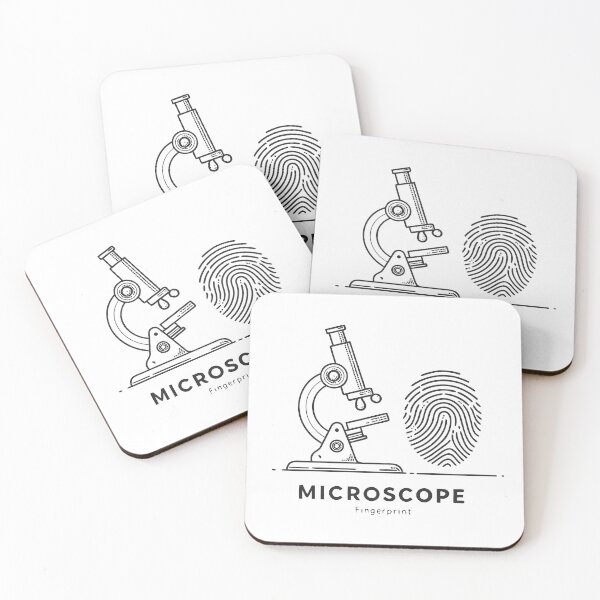 Item preview, Minimalist Forensic Design – Microscope and Fingerprint Line Art in Black & White designed and sold by VividOrganica.