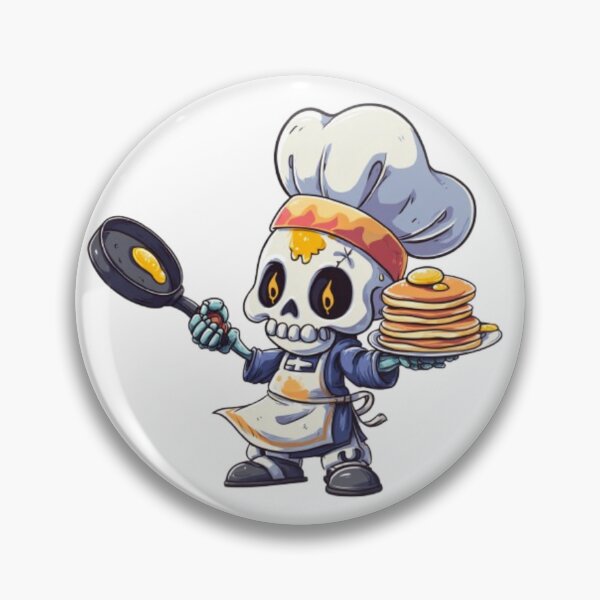 Item preview, Skeleton Chef Cooking Pancakes designed and sold by AlexLineArt.