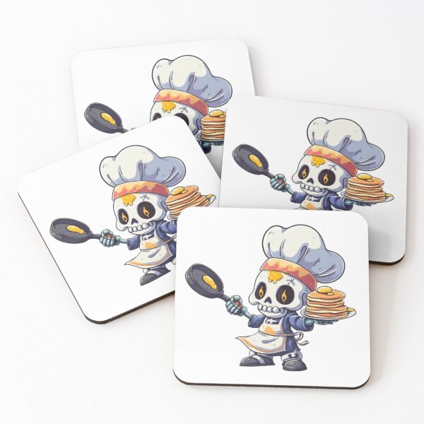 Item preview, Skeleton Chef Cooking Pancakes designed and sold by AlexLineArt.