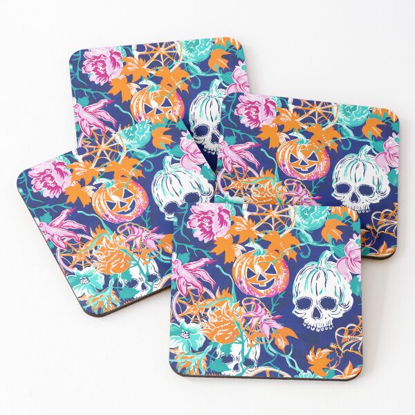 Item preview, Halloween Skulls and Pumpkin Vine Pattern designed and sold by NamisNook.
