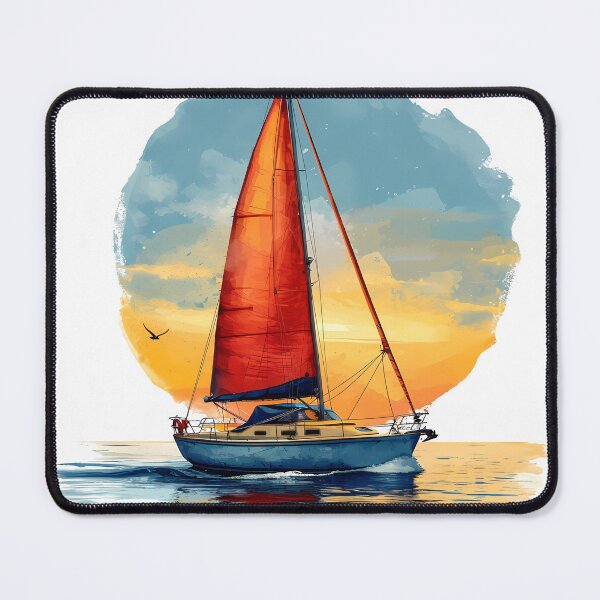 Item preview, Sailboat at Sunset Illustration | Nautical Ocean Art for T-Shirts, Posters & Stickers designed and sold by DesignArtist.ia.