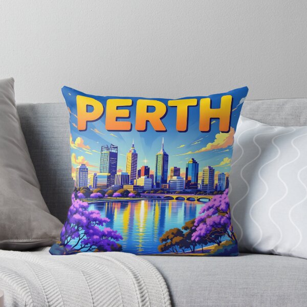 Item preview, Perth, Western Australia: Vintage-Style Painterly Travel Poster designed and sold by LSVart.