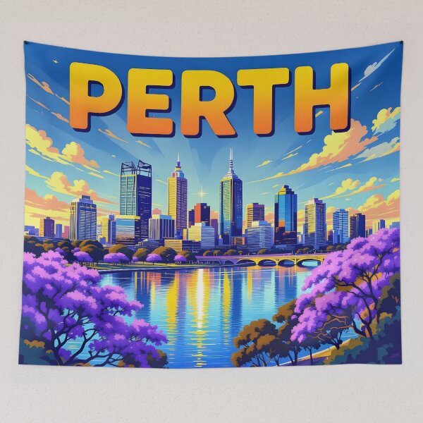 Item preview, Perth, Western Australia: Vintage-Style Painterly Travel Poster designed and sold by LSVart.