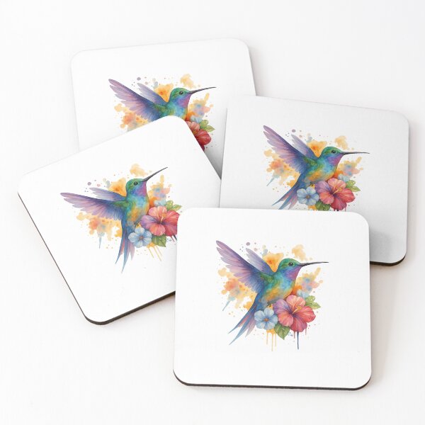 Item preview, Watercolor Hummingbird and Tropical Flowers designed and sold by Interstellar Lotus .