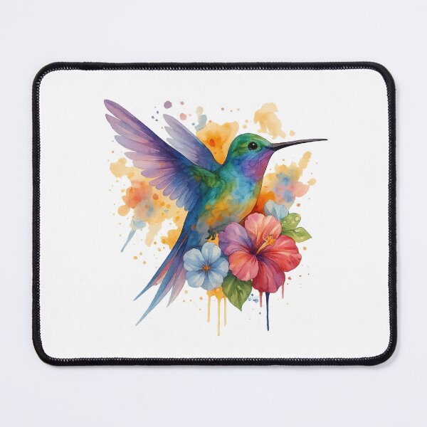 Item preview, Watercolor Hummingbird and Tropical Flowers designed and sold by Interstellar Lotus .