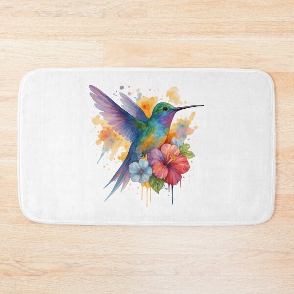 Item preview, Watercolor Hummingbird and Tropical Flowers designed and sold by Interstellar Lotus .