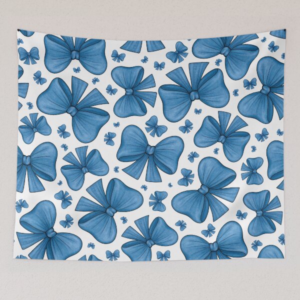 Item preview, Pattern of blue bows designed and sold by Cherevan.