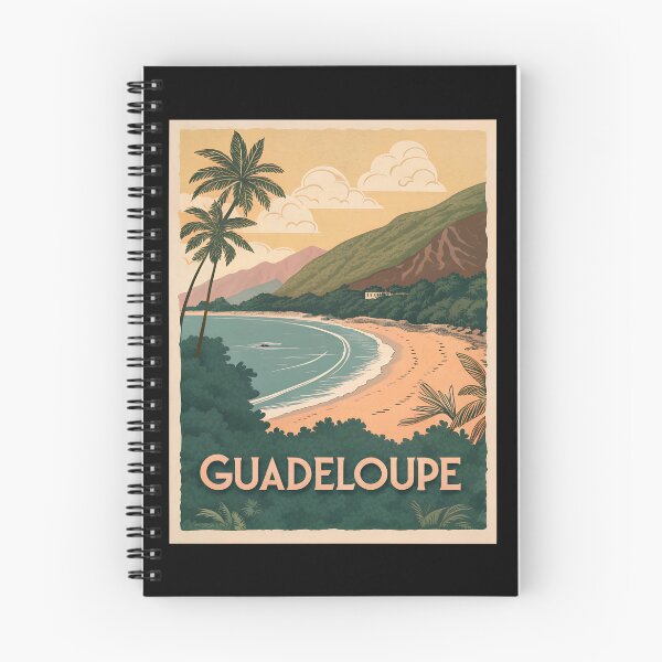 Item preview, Guadeloupe Vintage Travel Poster – Tropical Beach Sunset with Palm Trees and Ocean designed and sold by VividOrganica.