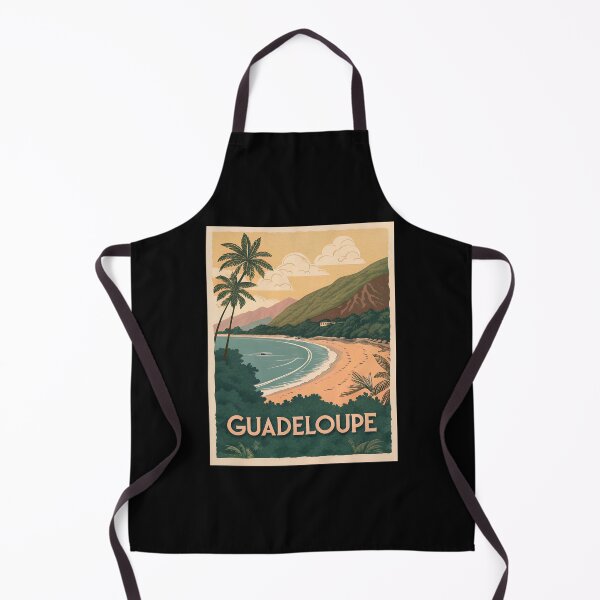 Item preview, Guadeloupe Vintage Travel Poster – Tropical Beach Sunset with Palm Trees and Ocean designed and sold by VividOrganica.