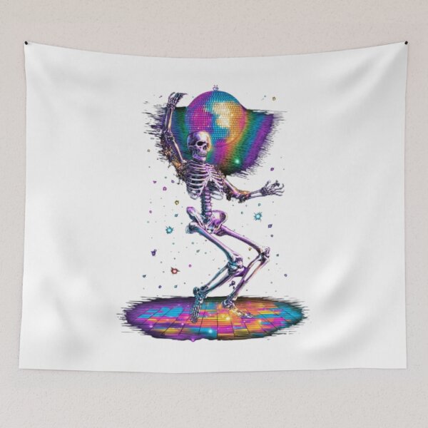 Item preview, Disco Skeleton Dancing Under Disco Ball designed and sold by AlexLineArt.