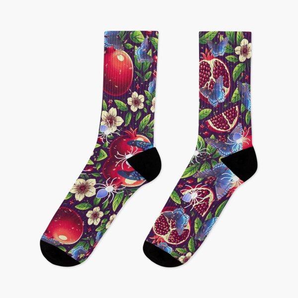 Item preview, Pomegranate and Butterfly Pattern – Seamless Botanical Fruit Illustration with Red Pomegranates and Butterflies designed and sold by Sugar Wisdom .
