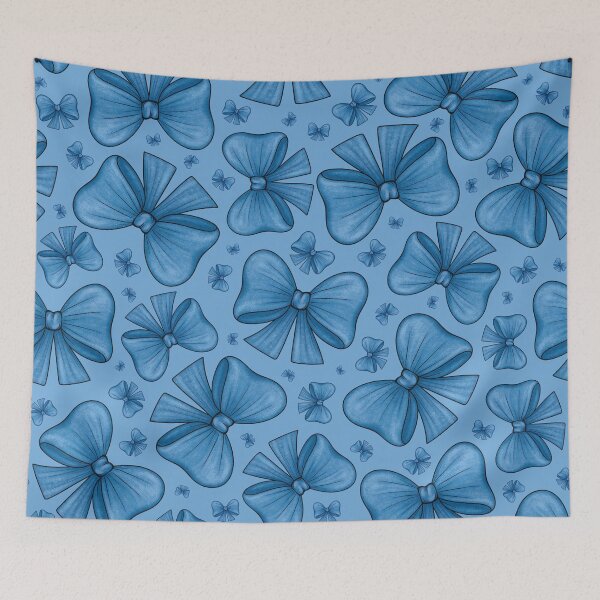 Item preview, Pattern of blue bows on a light blue background designed and sold by Cherevan.