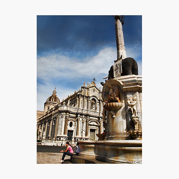 The Cathedral and the elephant: the two symbols of Catania Photographic Print