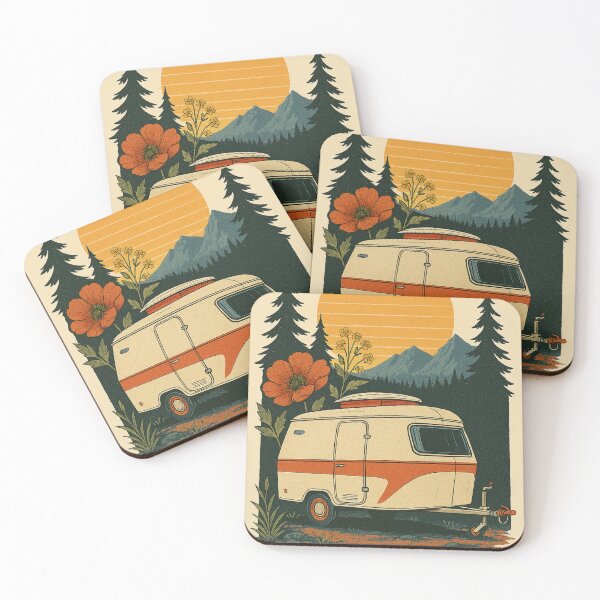 Item preview, Vintage Caravan Retro Sunset Mountain Camping designed and sold by Lyvion design.