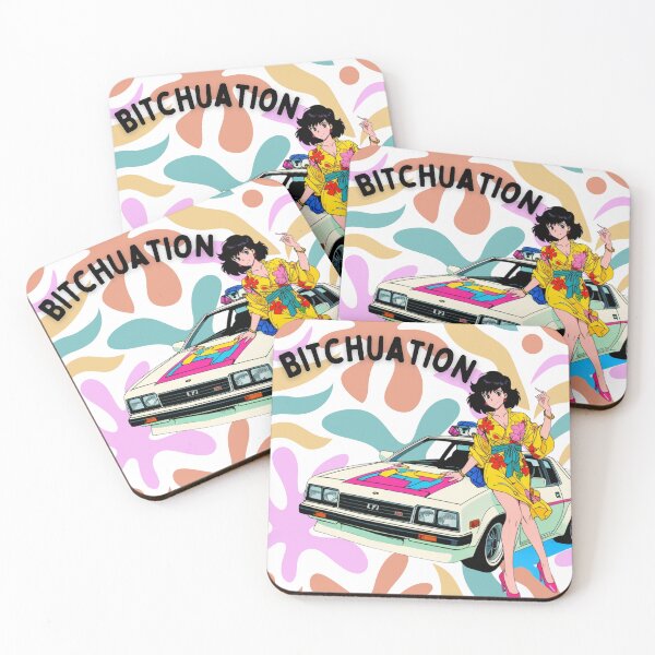 Item preview, "BITCHUATION – Retro Anime Girl & Vintage Car Statement Art" designed and sold by KomoFrames.