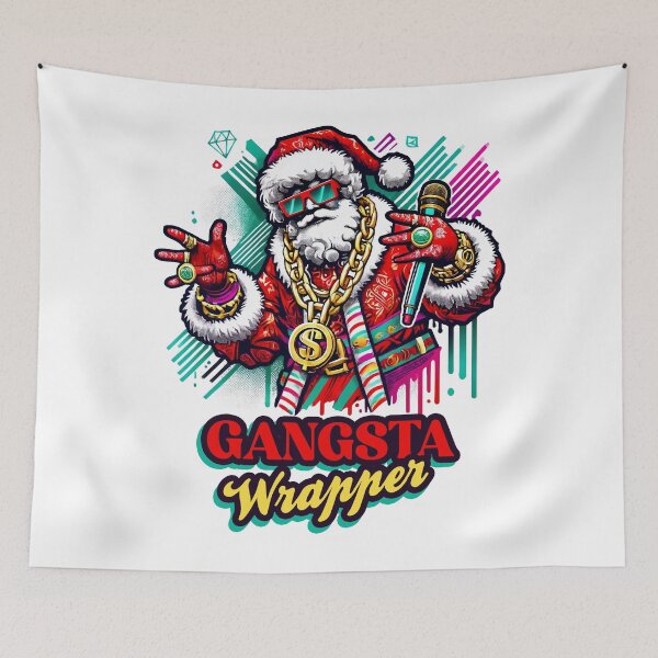 Item preview, Gangsta Wrapper Santa – Hip-Hop Christmas Rapper With Bling and Mic designed and sold by Victor Shadehorn.