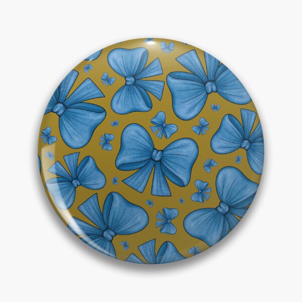 Item preview, Patrón de lazos azules sobre un fondo mostaza designed and sold by Cherevan.