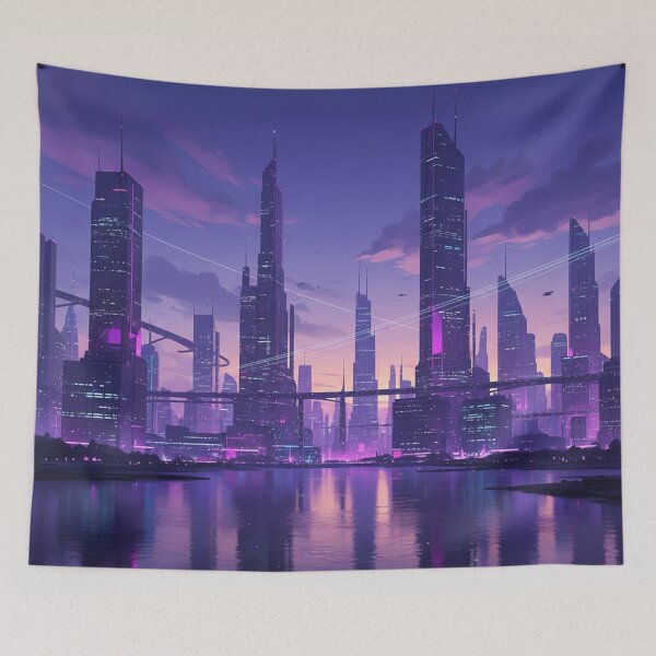 Item preview, Neon Futuristic Cityscape Dusk designed and sold by Simplybe1.