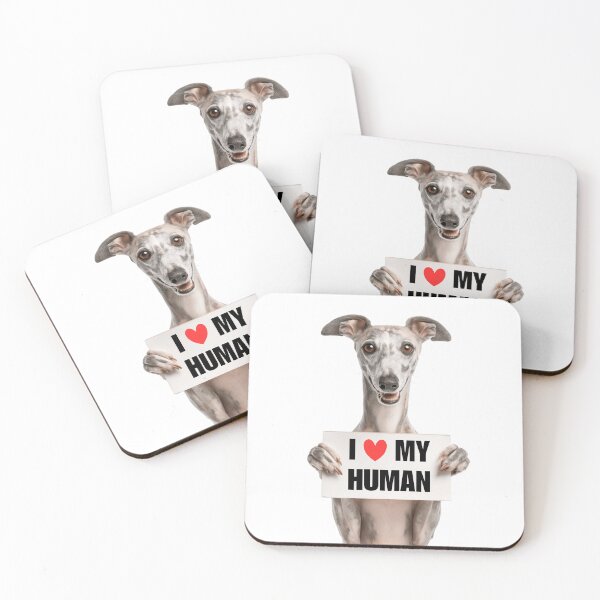 Item preview, Lindo perro Whippet con letrero Amo a mi humano designed and sold by LazyOwlStore.