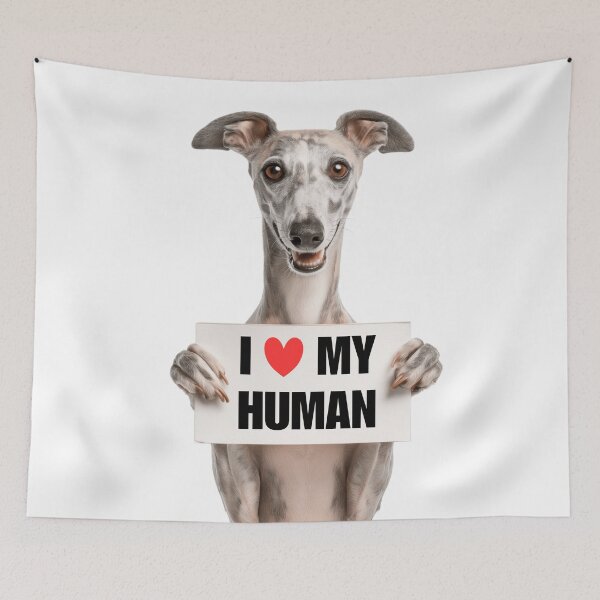 Item preview, Lindo perro Whippet con letrero Amo a mi humano designed and sold by LazyOwlStore.