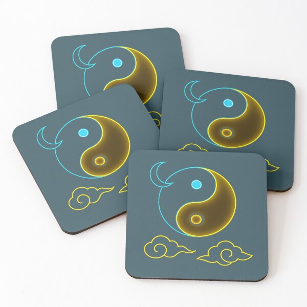 Item preview, "Lunar Balance: Yin-Yang in Neon Skies" designed and sold by © Zenscape Studio 2025.