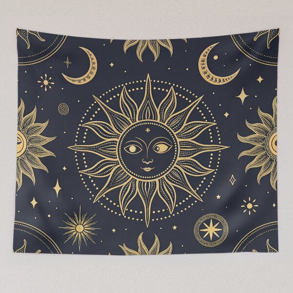 Item preview, Sun & moon with eyes  & protection symbols. designed and sold by Lucky 777.