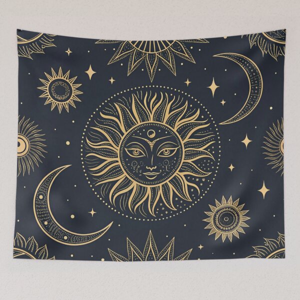 Item preview, Sun & moon with eyes  & protection symbols. designed and sold by Lucky 777.