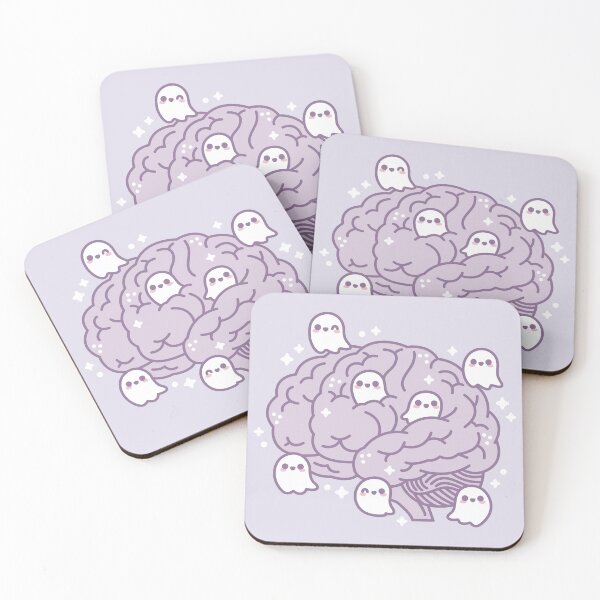 Item preview, Haunted Brain With Cute Ghosts – Spooky Kawaii Design designed and sold by musingtreeart.