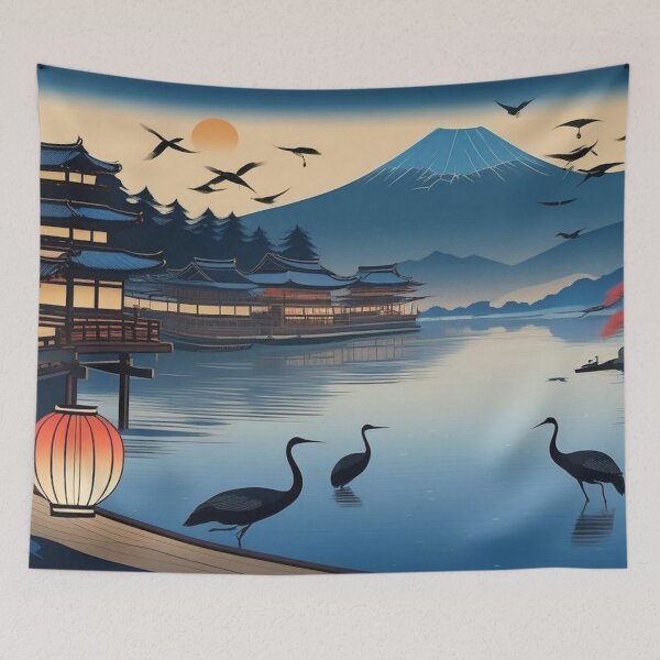 Item preview, Lanterns at Twilight – Japanese Ukiyo-e Night Landscape designed and sold by Vandy Fullam.