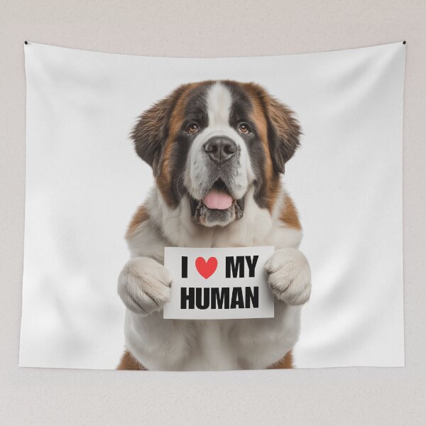 Item preview, Cute Saint Bernard dog with Signboard I love my Human  designed and sold by LazyOwlStore.