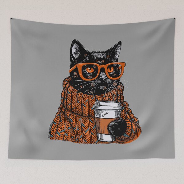 Item preview, Bella's Autumn Sweater and Coffee designed and sold by KilkennyCat Art.