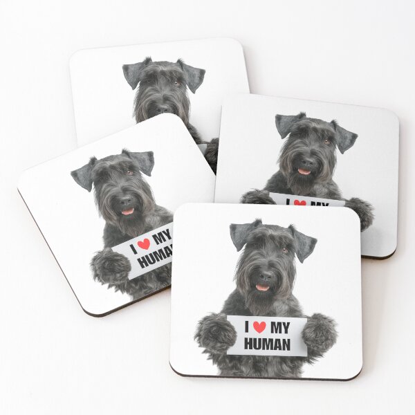 Item preview, Cute Giant Schnauzer dog with Signboard I love my Human designed and sold by LazyOwlStore.