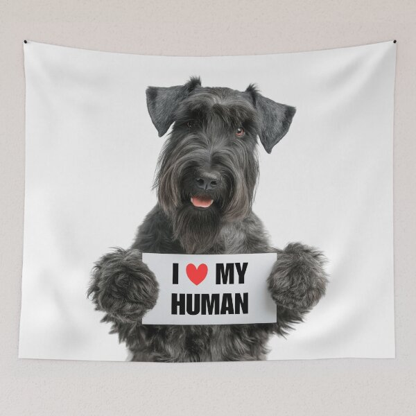 Item preview, Cute Giant Schnauzer dog with Signboard I love my Human designed and sold by LazyOwlStore.