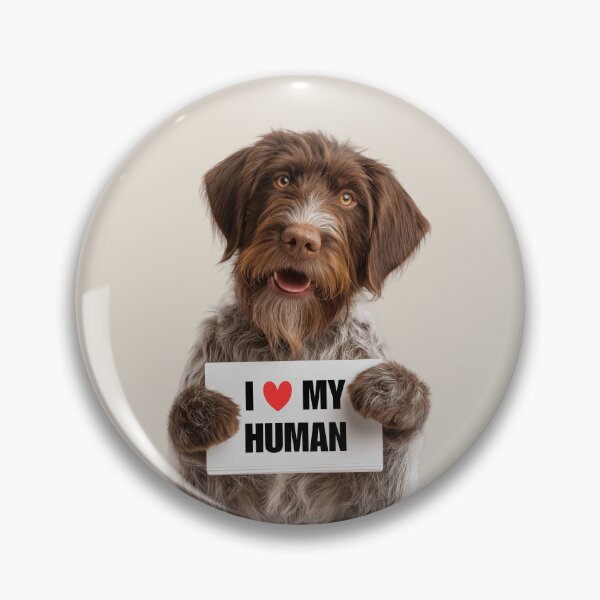Item preview, Cute Wirehaired Pointing Griffon dog with Signboard I love my Human  designed and sold by LazyOwlStore.