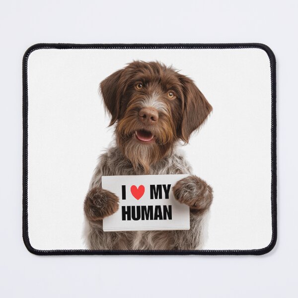 Item preview, Cute Wirehaired Pointing Griffon dog with Signboard I love my Human  designed and sold by LazyOwlStore.