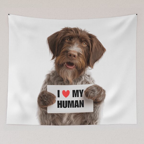 Item preview, Cute Wirehaired Pointing Griffon dog with Signboard I love my Human  designed and sold by LazyOwlStore.