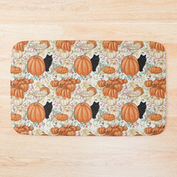 Item preview, Just Like Magic – Pumpkins, Leaves and a Black Cat Pattern designed and sold by Winooski Designs.
