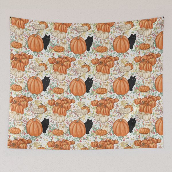 Item preview, Just Like Magic – Pumpkins, Leaves and a Black Cat Pattern designed and sold by Winooski Designs.