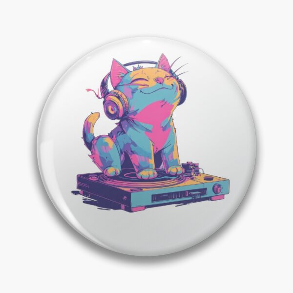 Item preview, Neon DJ Cat – Retro Music Vibes designed and sold by AlexLineArt.