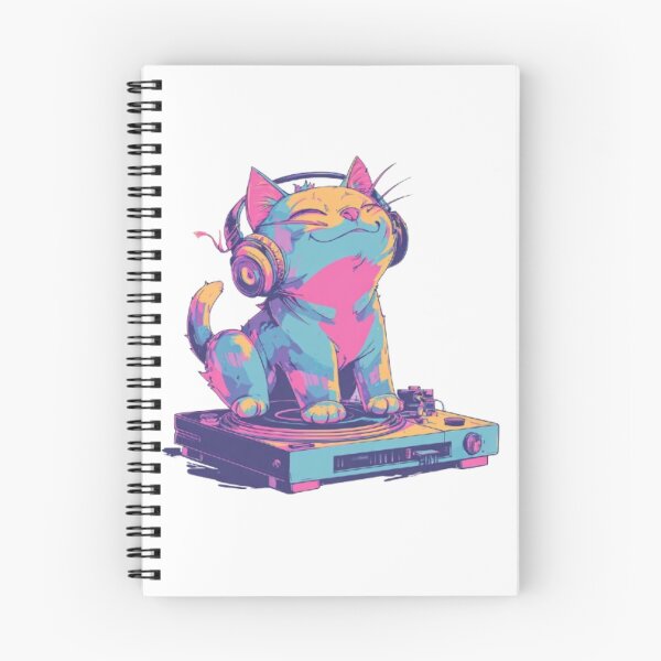 Item preview, Neon DJ Cat – Retro Music Vibes designed and sold by AlexLineArt.