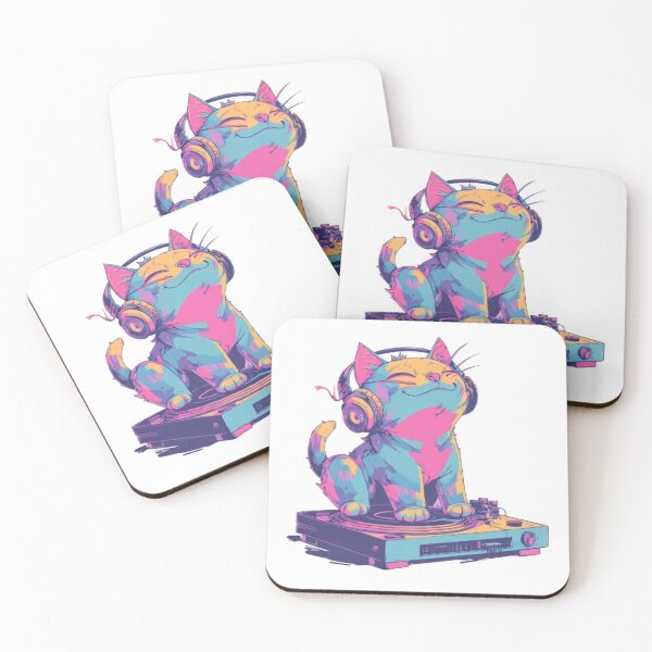 Item preview, Neon DJ Cat – Retro Music Vibes designed and sold by AlexLineArt.