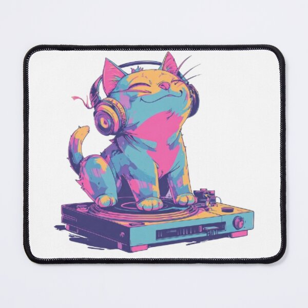 Item preview, Neon DJ Cat – Retro Music Vibes designed and sold by AlexLineArt.