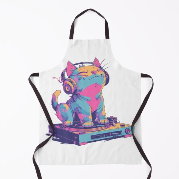 Item preview, Neon DJ Cat – Retro Music Vibes designed and sold by AlexLineArt.