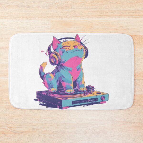 Item preview, Neon DJ Cat – Retro Music Vibes designed and sold by AlexLineArt.